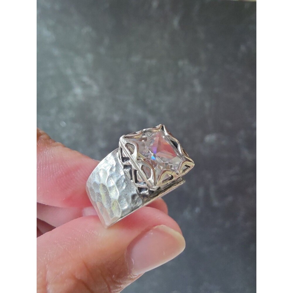 925 Sterling Silver CZ Ring Size US 7 Vintage READ Description